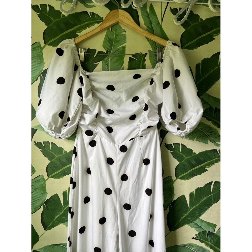 Nasty Gal Polka Dot Jumpsuit Women Size 2 White Black - Picture 2 of 8